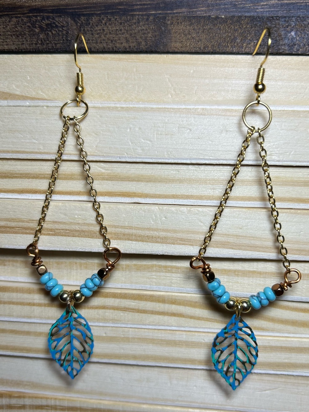 3/$25 Turquoise Leaf Drop Earrings